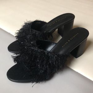 Charles&Keith black mules with sparking tassels